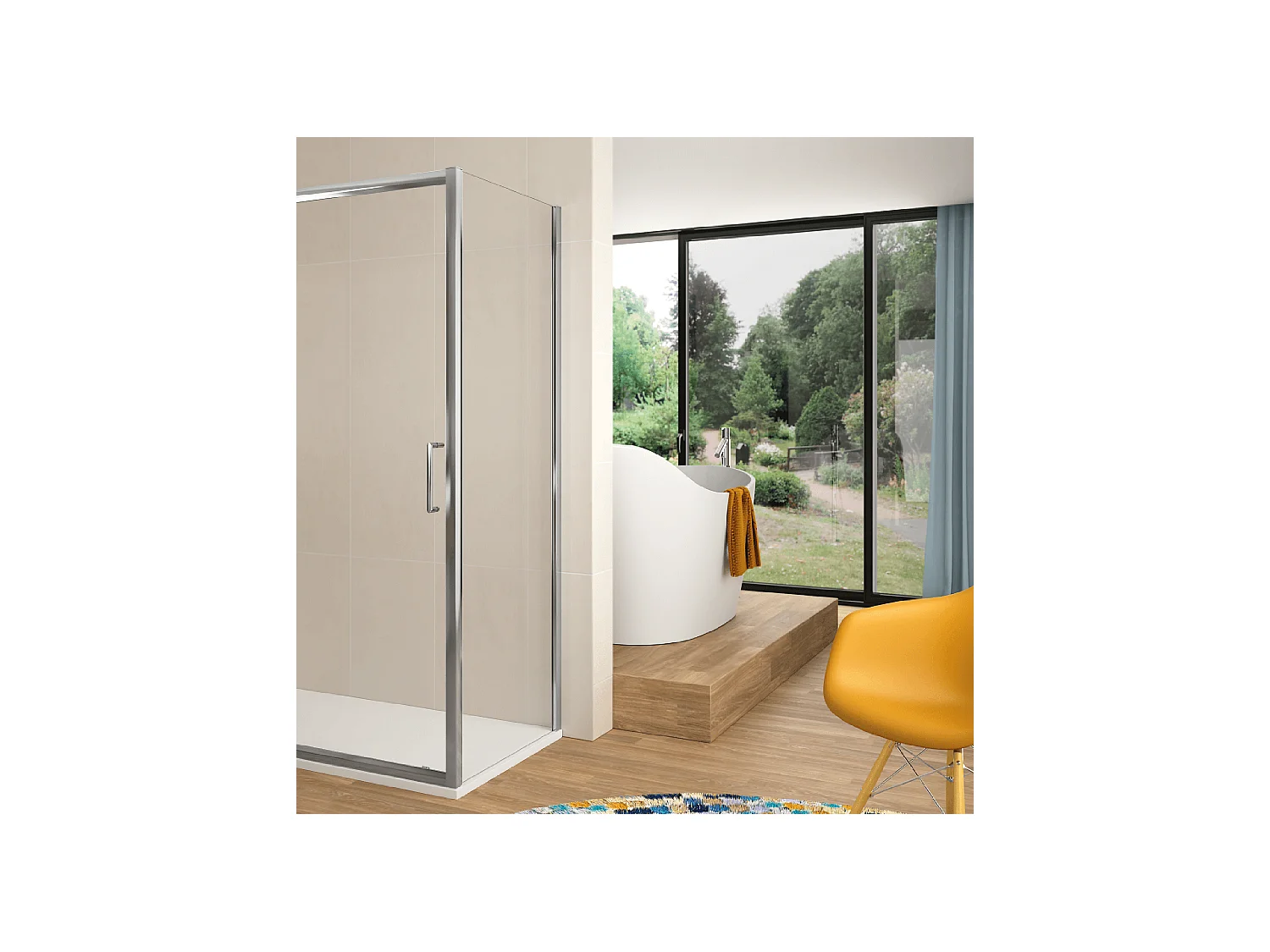 Frontal de ducha + Puerta Corredera 160 cm BELLA Lateral fijo: 67 - 69 cm