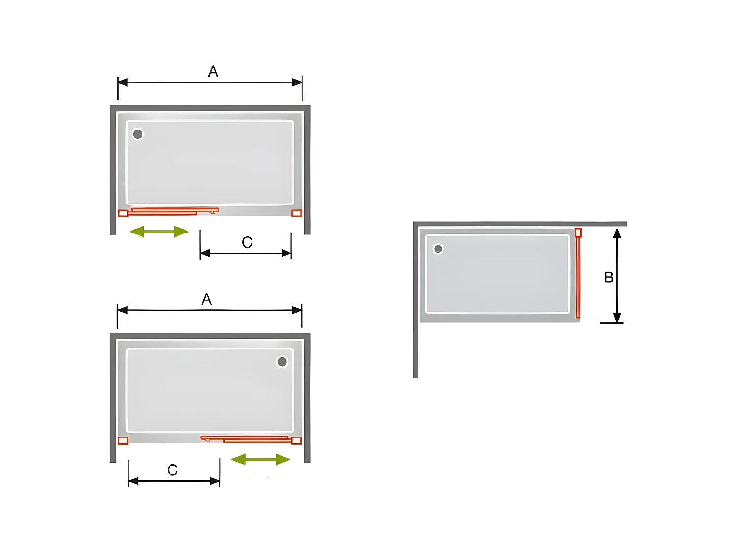 Frontal de ducha + Puerta Corredera 165 cm GLASÉ perfil Cromado con Cristal serigrafiado Sin pared lateral