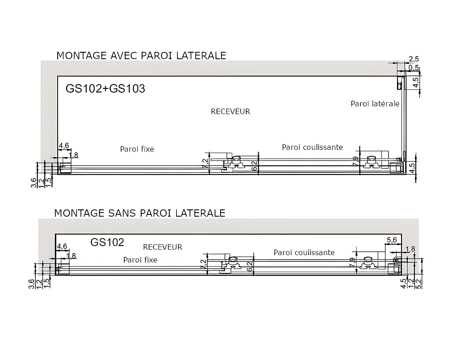 Paroi de douche fixe + Porte coulissante GLASÉ verre sérigraphié 130 cm  Sans paroi latérale
