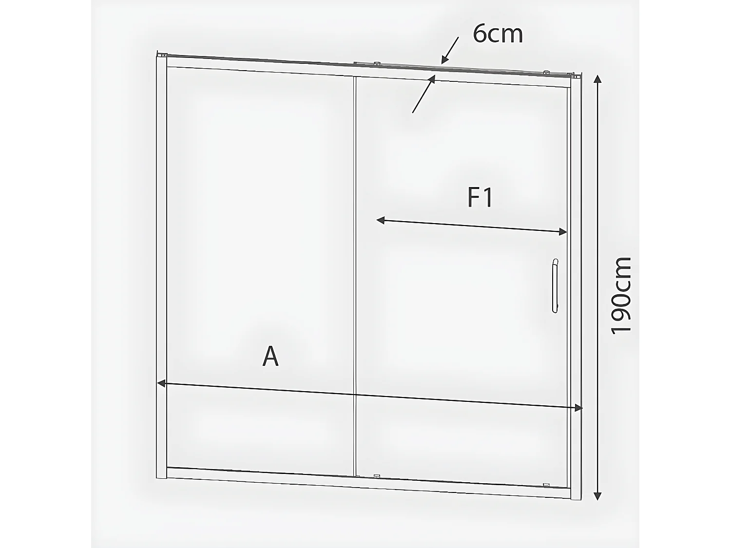 Frontal de ducha + Puerta Corredera 135 cm BELLA Lateral fijo: 67 - 69 cm