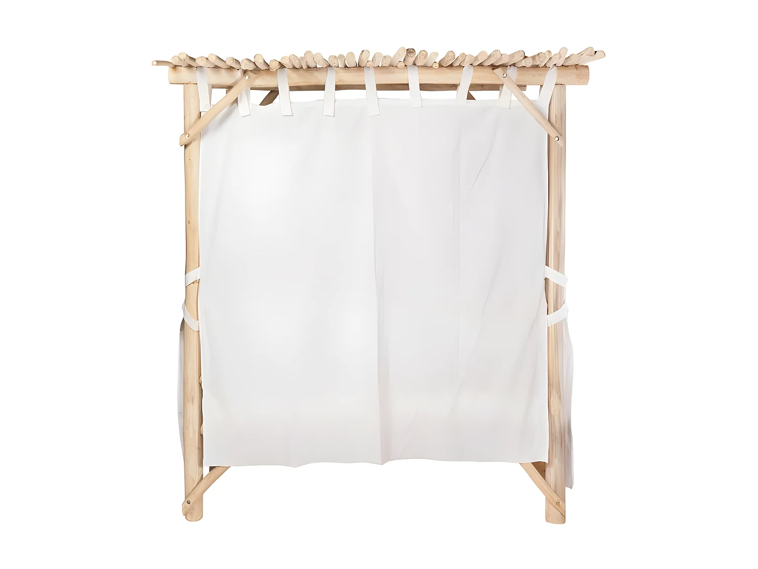 Lit de jardin à baldaquin en teck - Naturel clair et blanc - TULUM de MYLIA