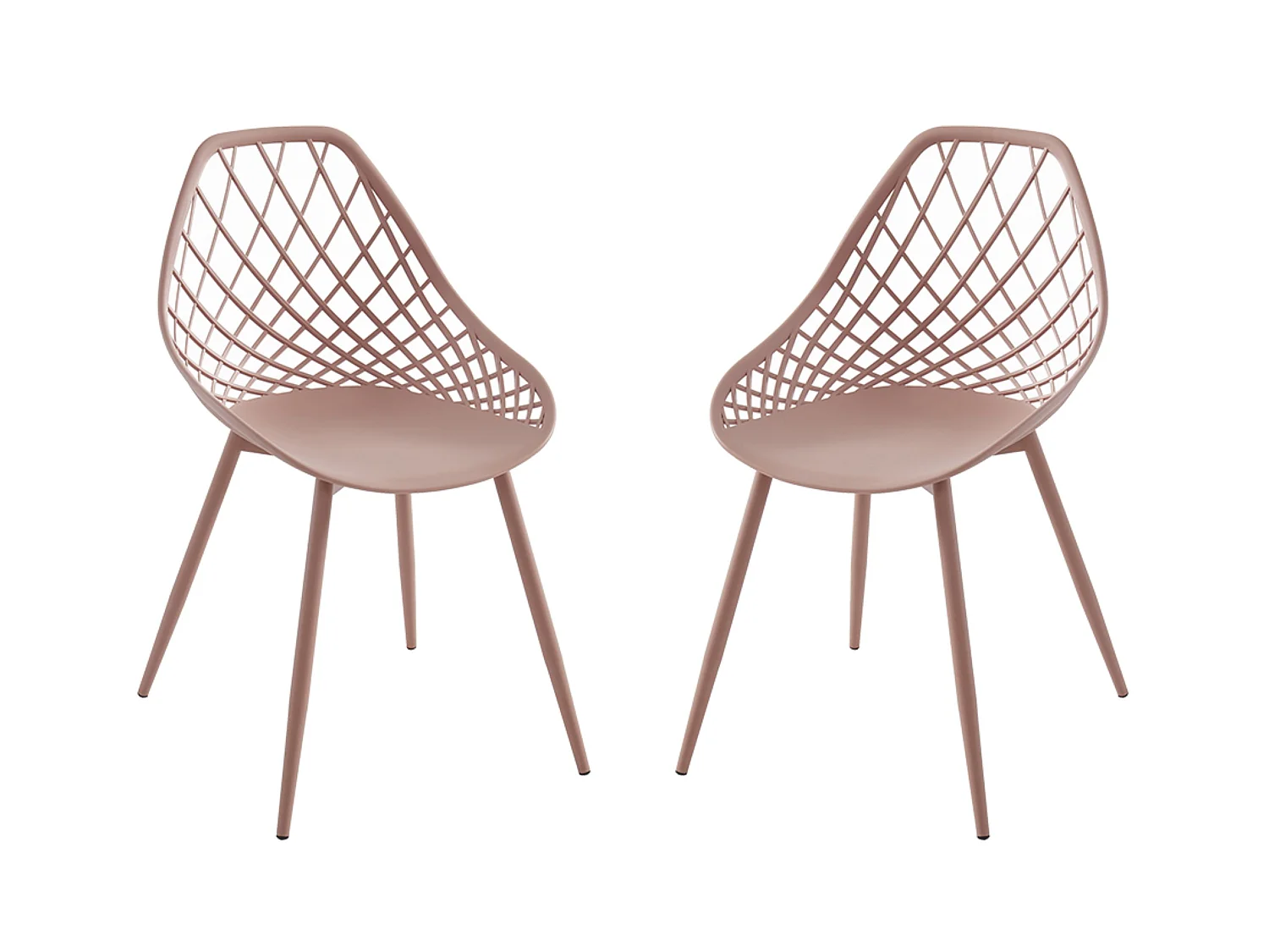 Set van 2 tuinstoelen van polypropyleen met metalen poten - Oud roze - MALAGA