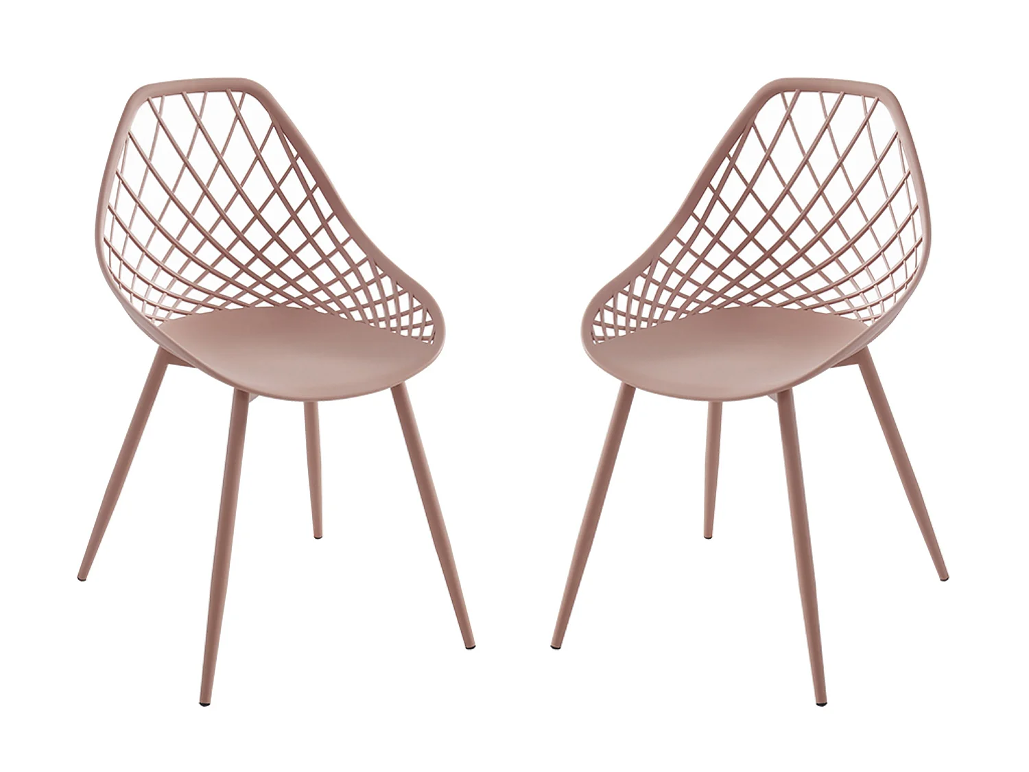 Lot de 2 chaises de jardin en polypropylène avec pieds en métal - Vieux rose - MALAGA de MYLIA