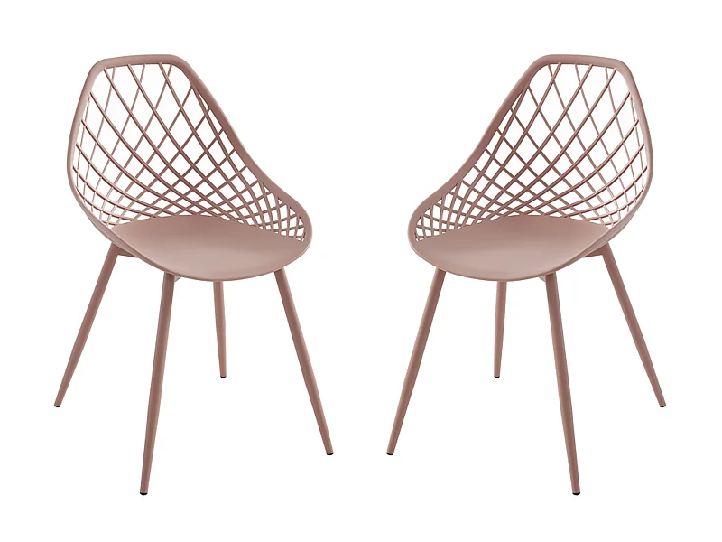 Lot de 2 chaises de jardin en polypropylène avec pieds en métal - Vieux rose - MALAGA de MYLIA