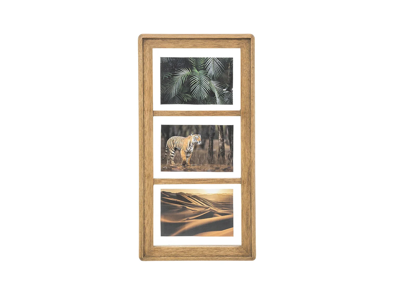 Pêle-mêle Multivues 3 photos en Bois de Manguier et Verre 24 x 47.5 cm