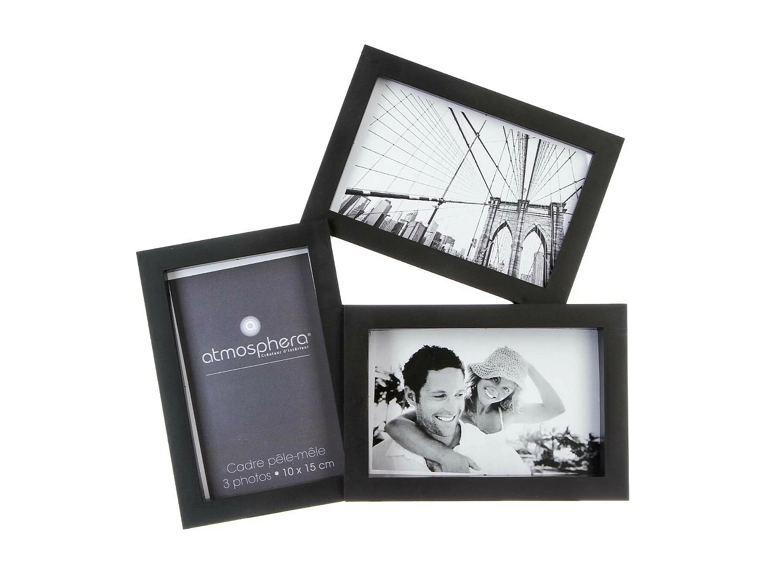 Cadre Pêle-mêle Multivues 3 Photos en pvc et verre 29.5 x 28.7 cm