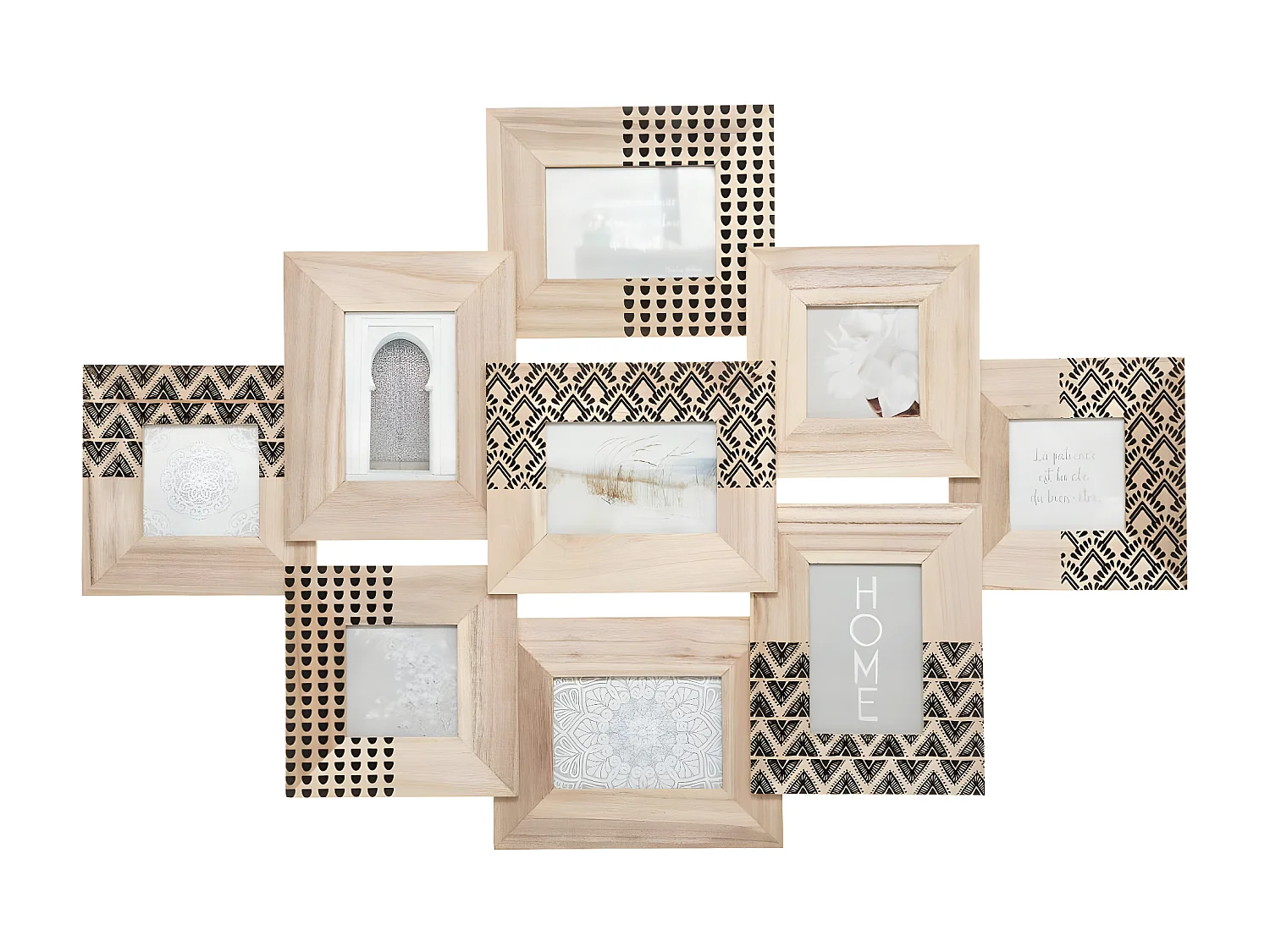 Cadre Pêle-mêle Multivues 9 Photos en Bois de Paulownia 89 x 61 cm