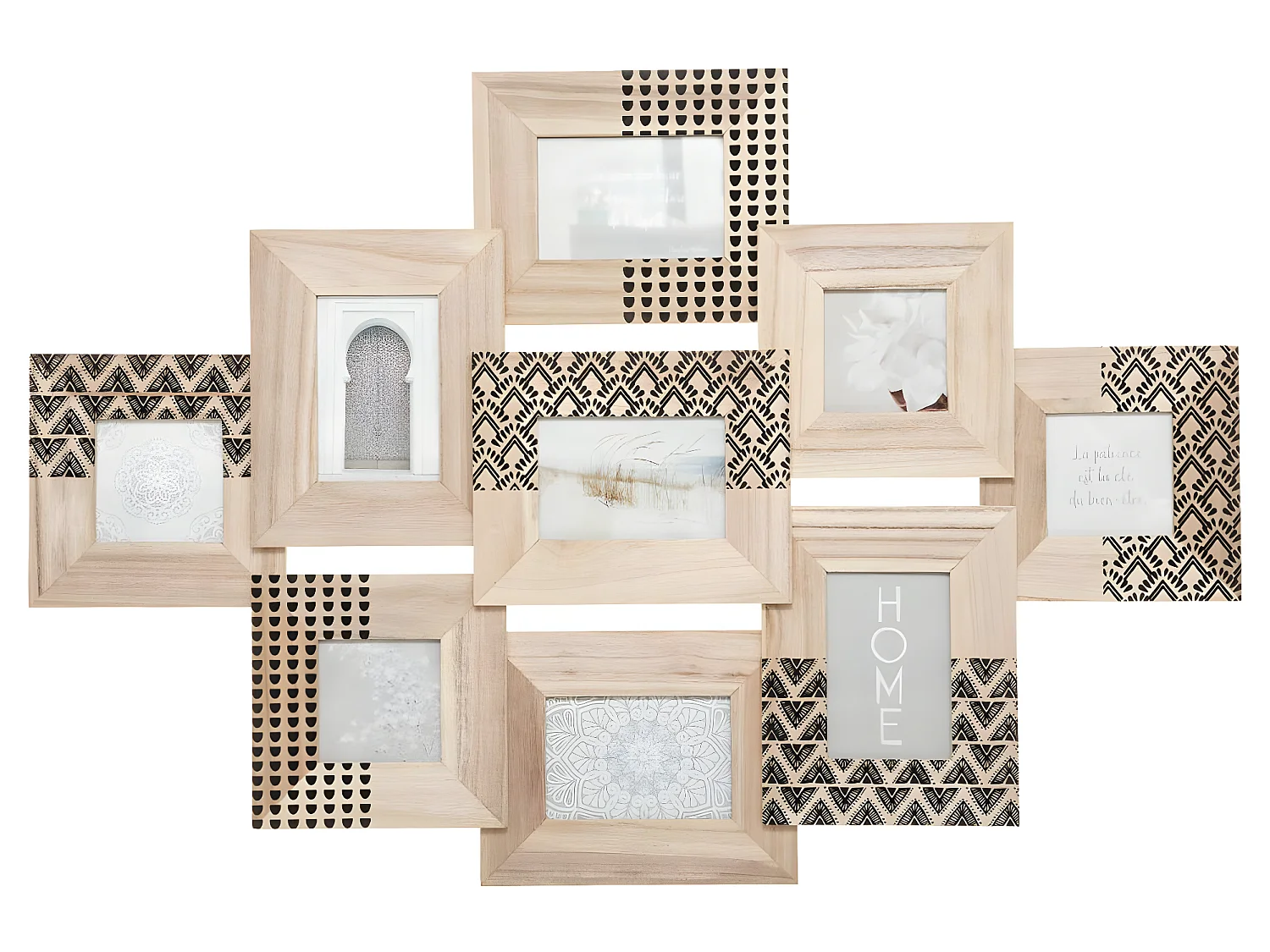 Cadre Pêle-mêle Multivues 9 Photos en Bois de Paulownia 89 x 61 cm