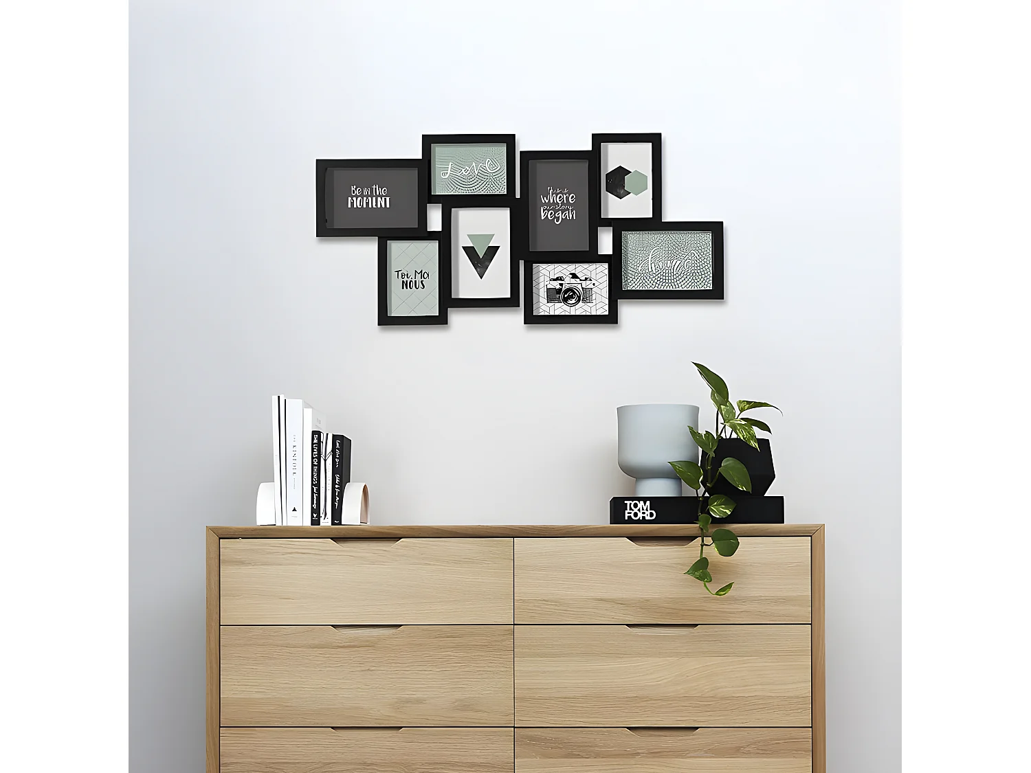 Cadre Pêle-mêle Multivues 8 Photos 65 x 32 cm