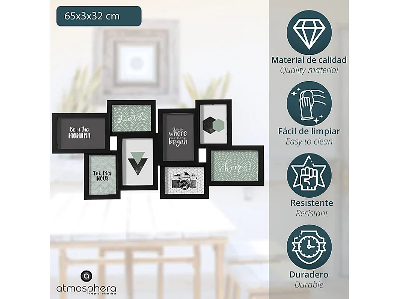 Cadre Pêle-mêle Multivues 8 Photos 65 x 32 cm