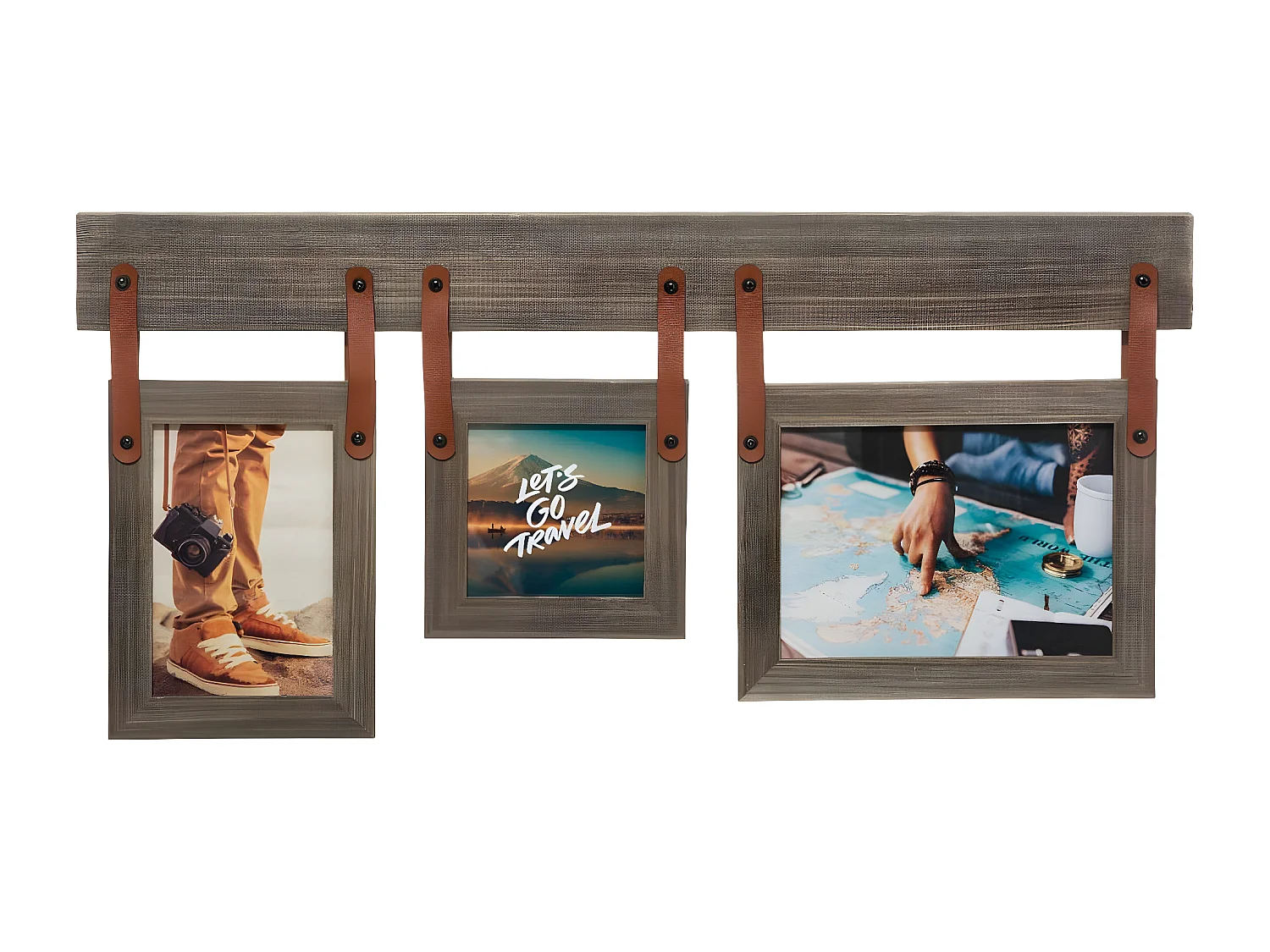 Cadre Pêle-mêle Multivues en Bois et Verre 3 photos 57 x 24.3 cm