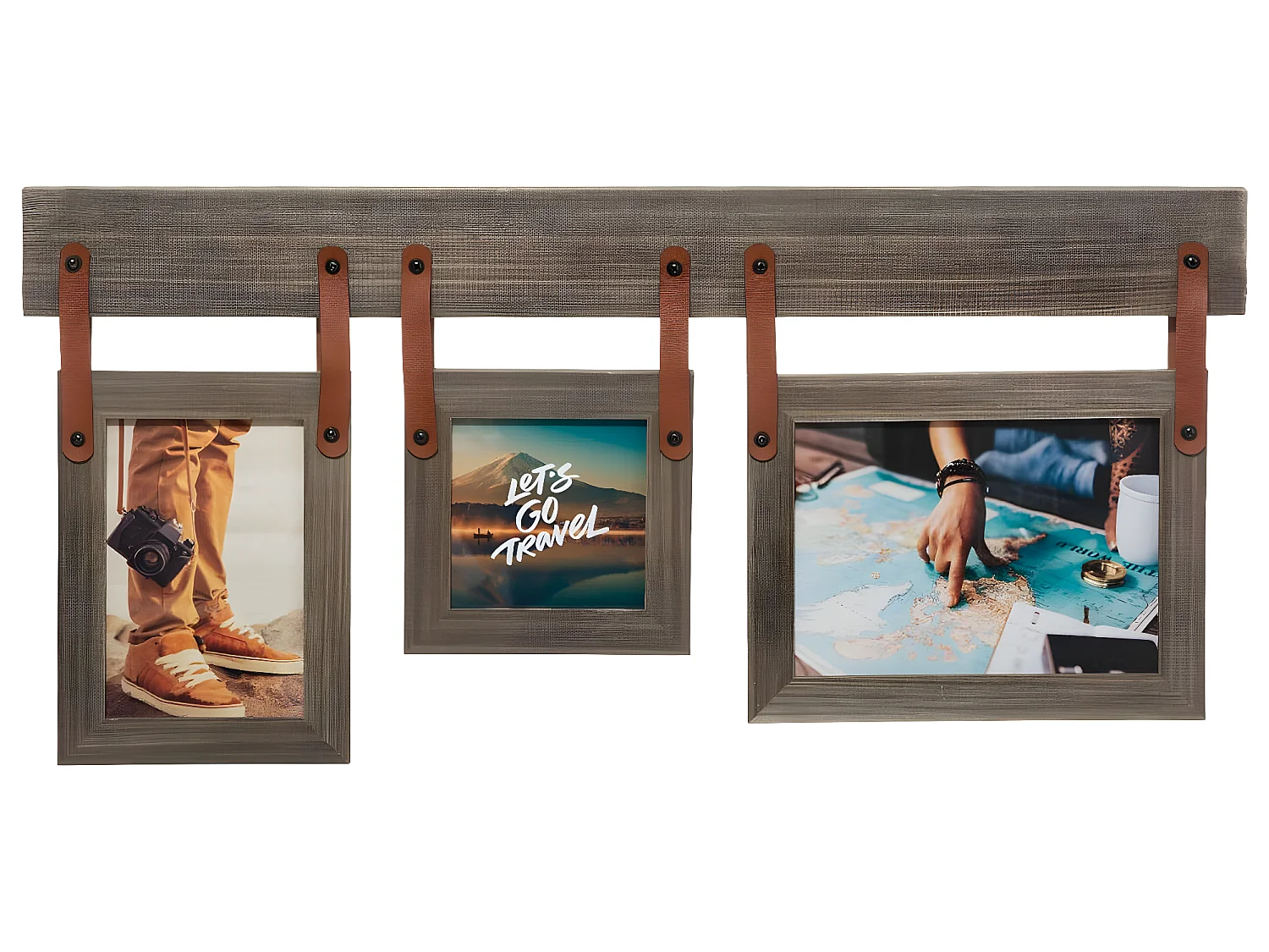 Cadre Pêle-mêle Multivues en Bois et Verre 3 photos 57 x 24.3 cm