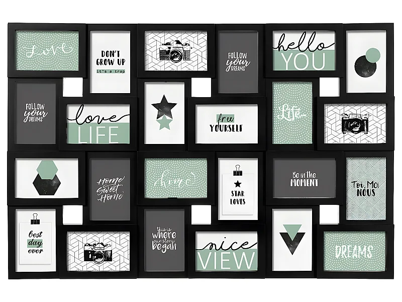 Cadre Pêle-mêle Multivues 24 Photos 86 x 57 cm