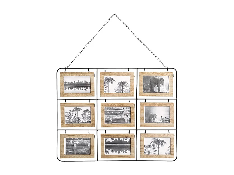 Cadre Pêle-mêle Multivues recto/verso 18 Photos avec chaîne 64 x 50  cm