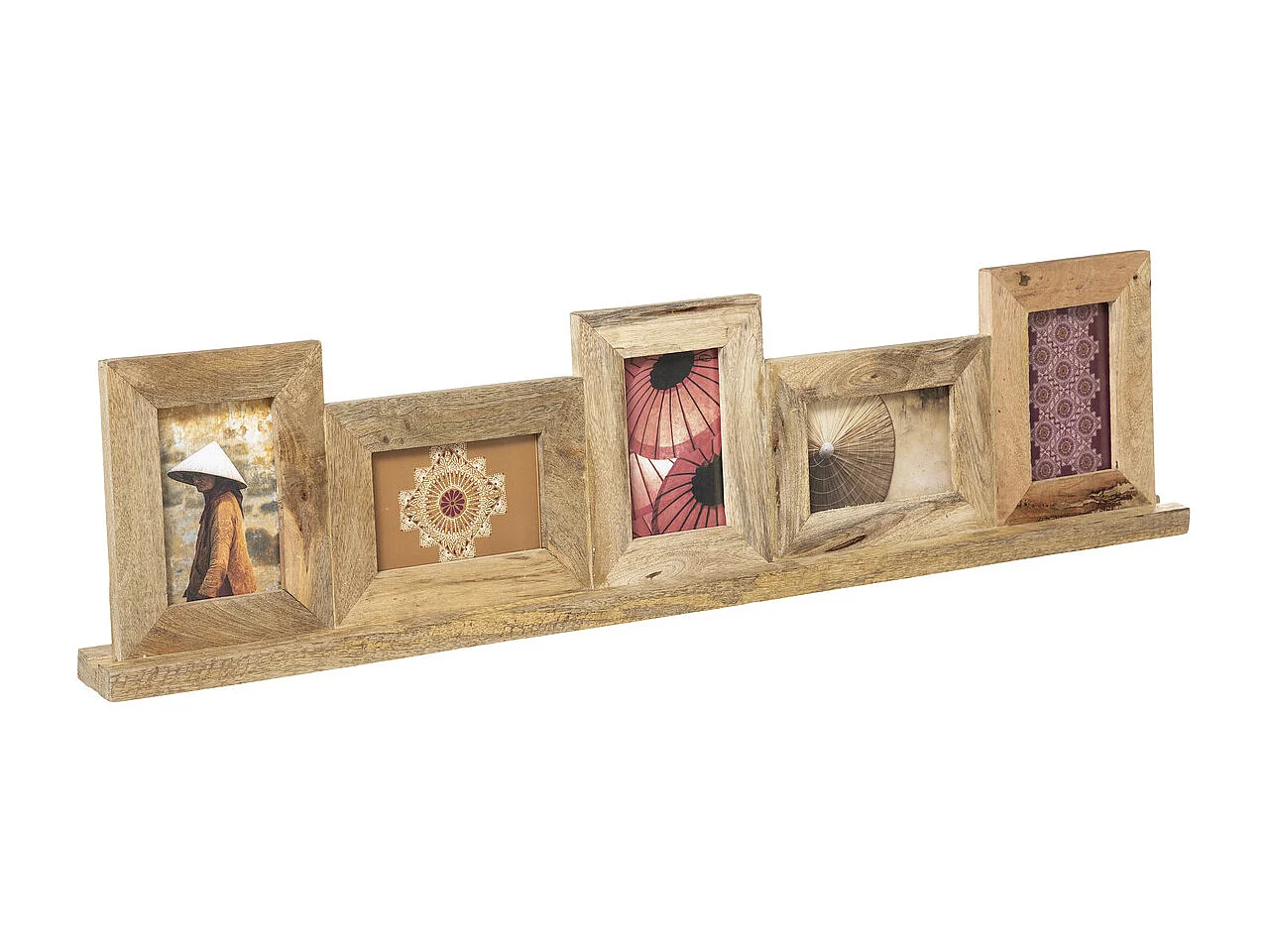 Pêle-mêle Multivues  à poser 5 photos en Bois de Manguier 94.5 x 23 cm
