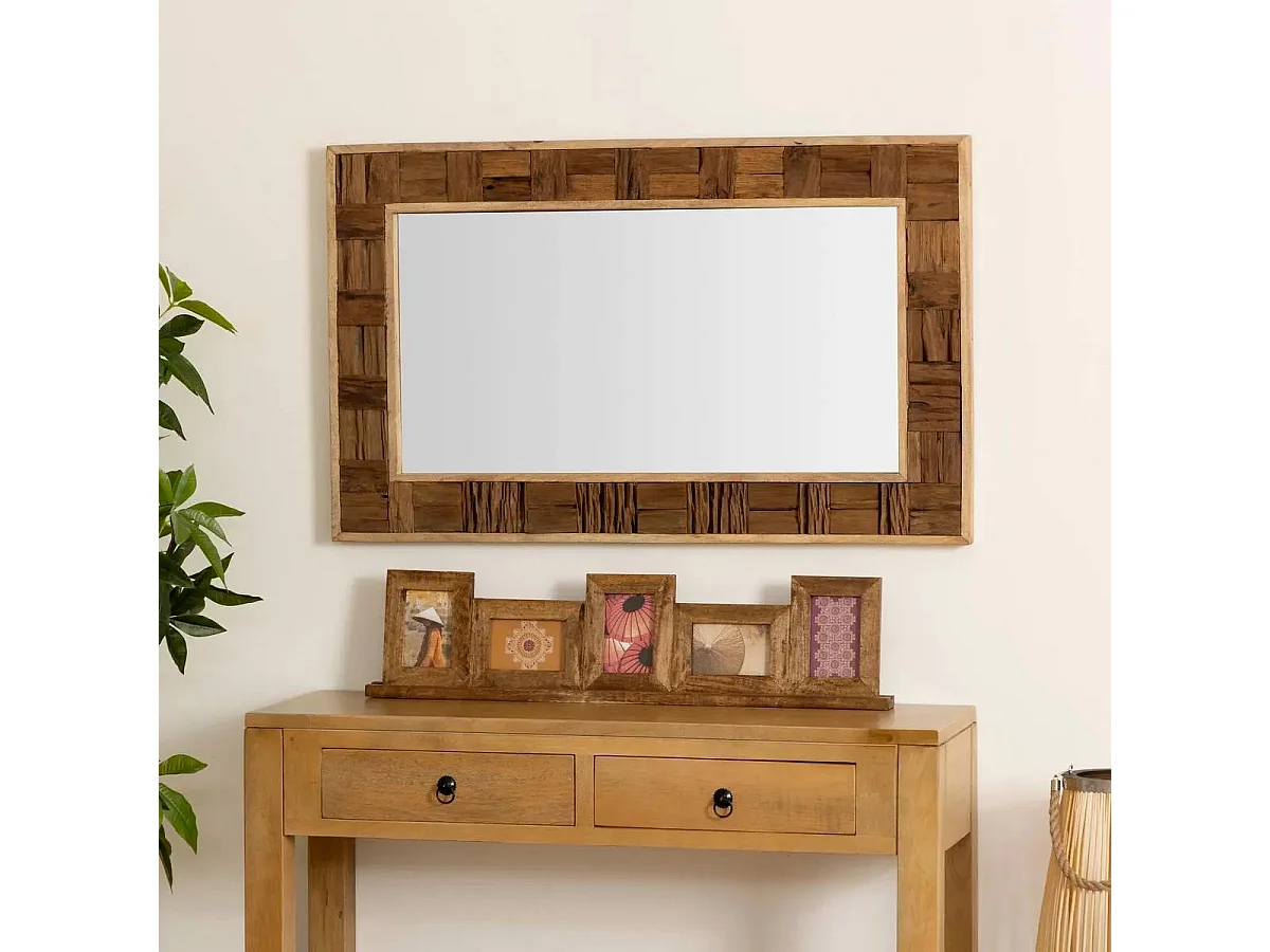 Pêle-mêle Multivues  à poser 5 photos en Bois de Manguier 94.5 x 23 cm