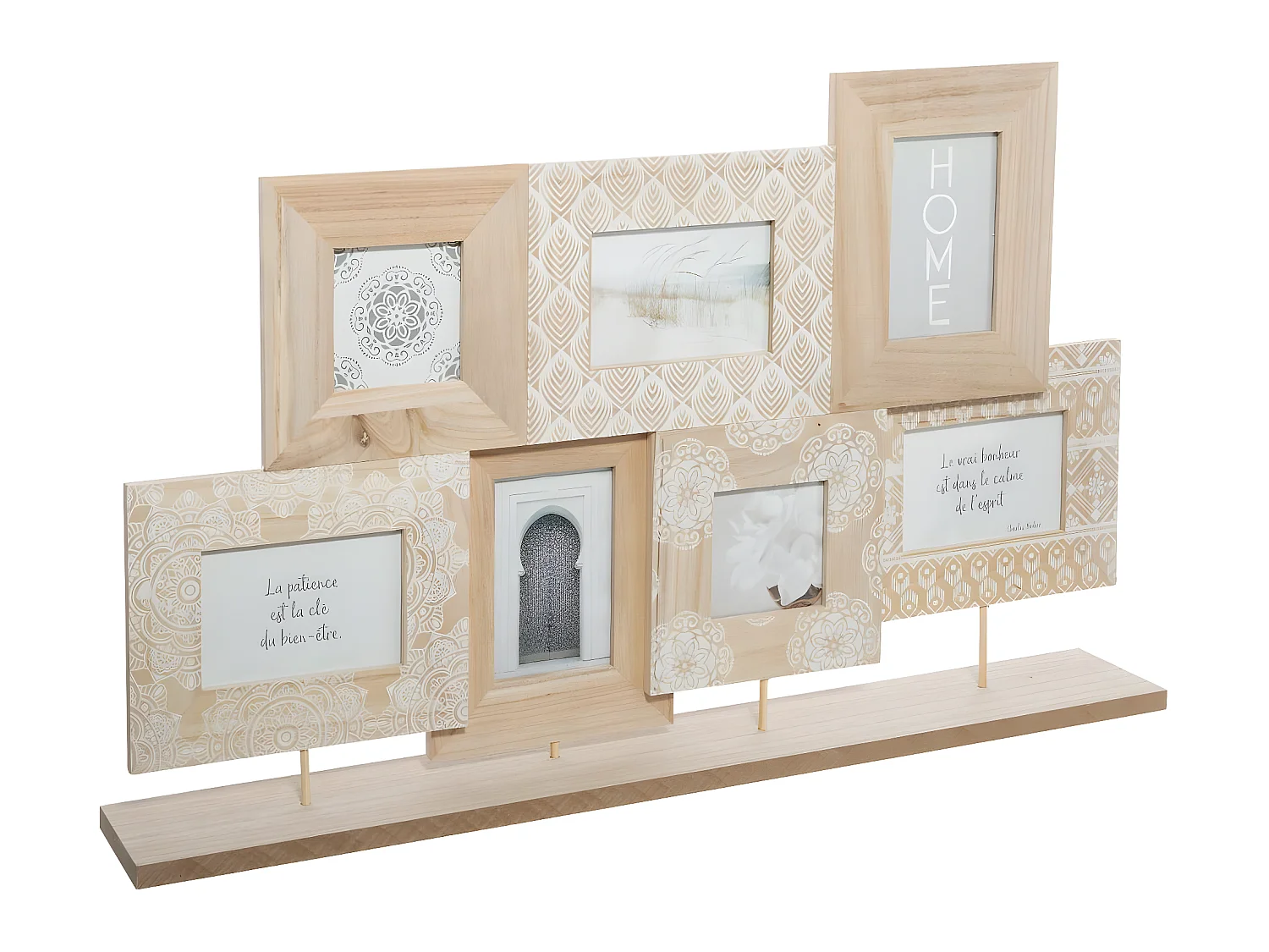 Pêle-mêle Multivues à poser en Bois et Verre 7 photos 77.5 x 47 cm