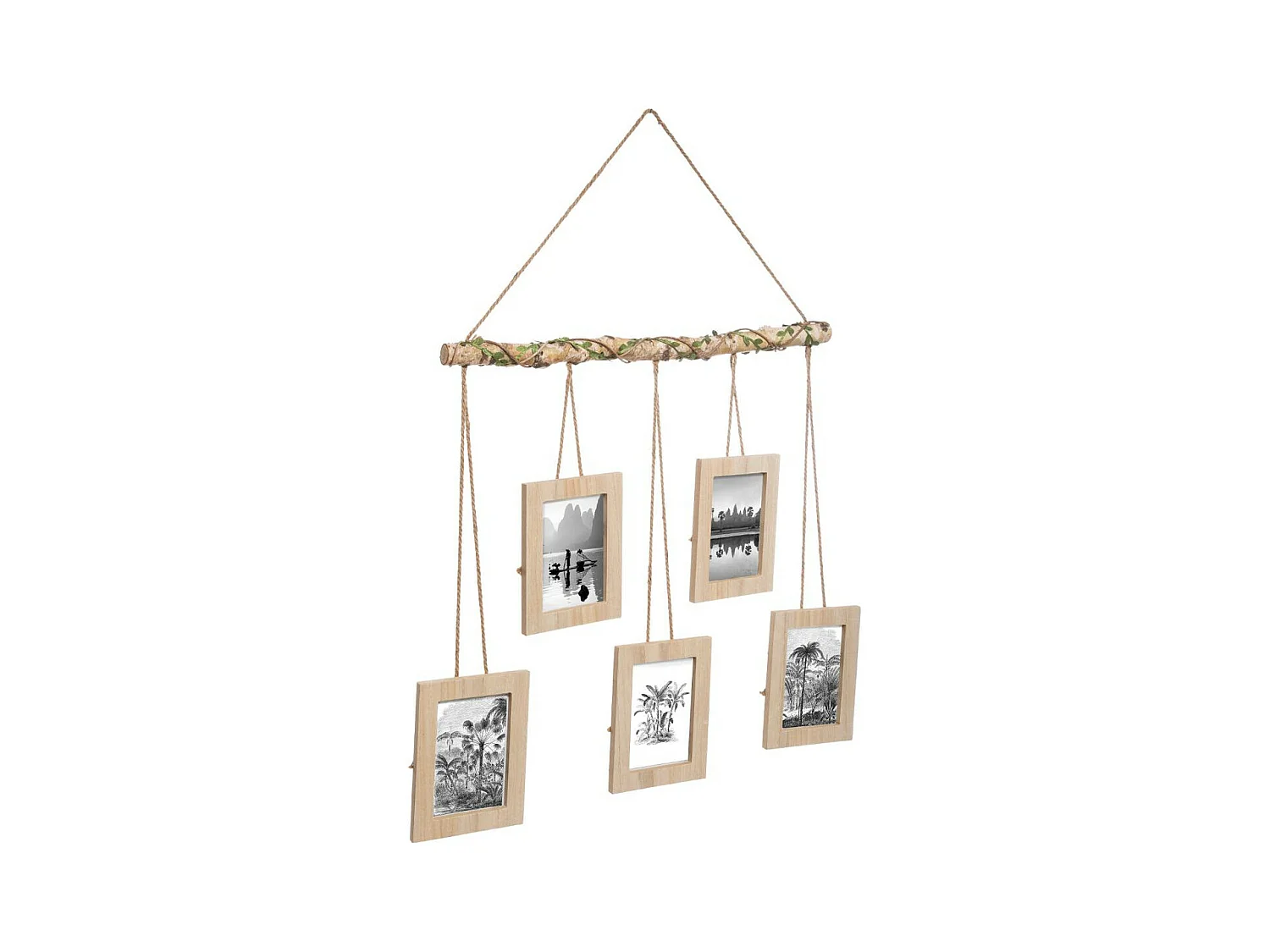 Pêle-mêle Multivues suspendu en Bois 5 photos 60 x 58 cm