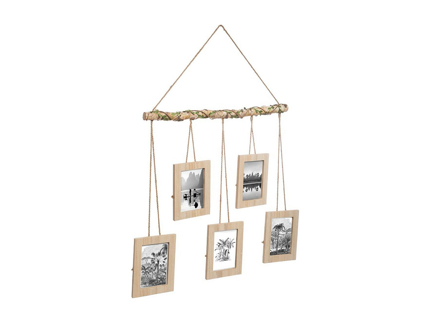 Guirlande Photo Murale Suspendue Boho - 68x40 Cm, Avec 30 Pinces En Bois Et 2 Clous Sans Trace