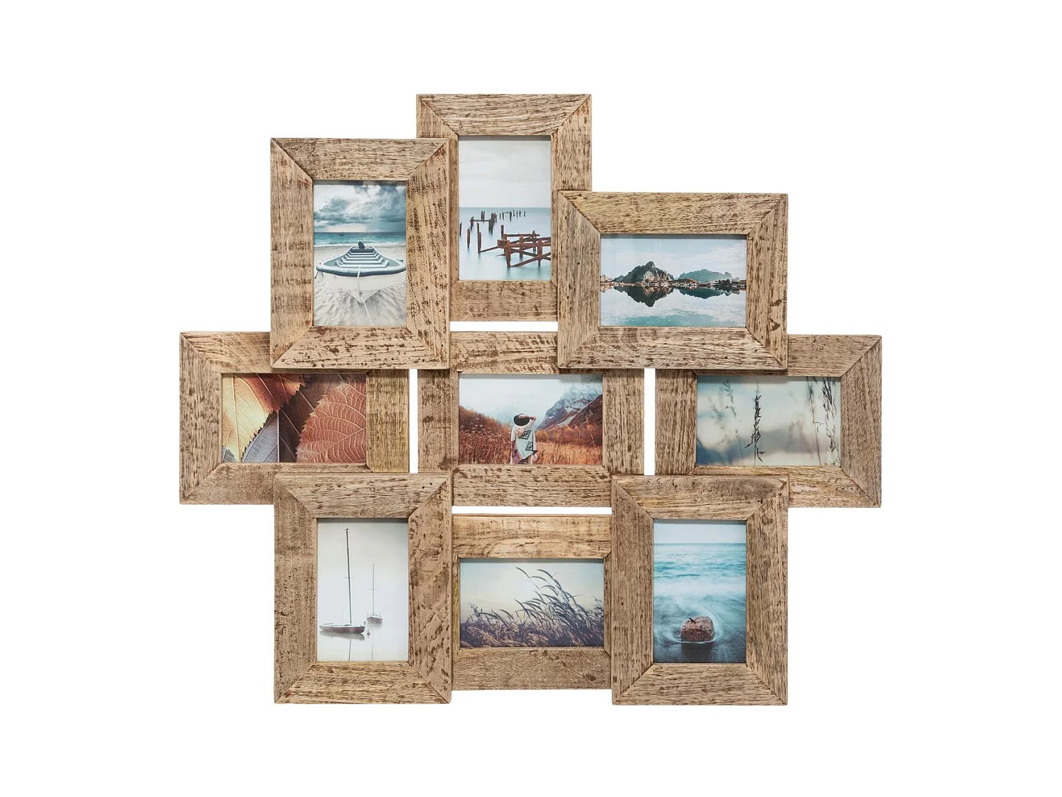 Cadre Pêle-mêle Multivues 9 photos en Bois de Manguier 69 x 60 cm