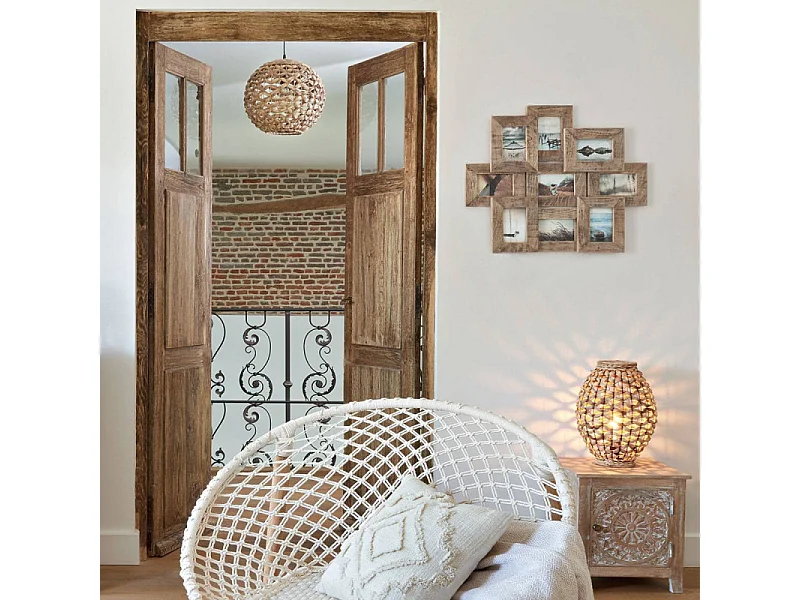 Cadre Pêle-mêle Multivues 9 photos en Bois de Manguier 69 x 60 cm