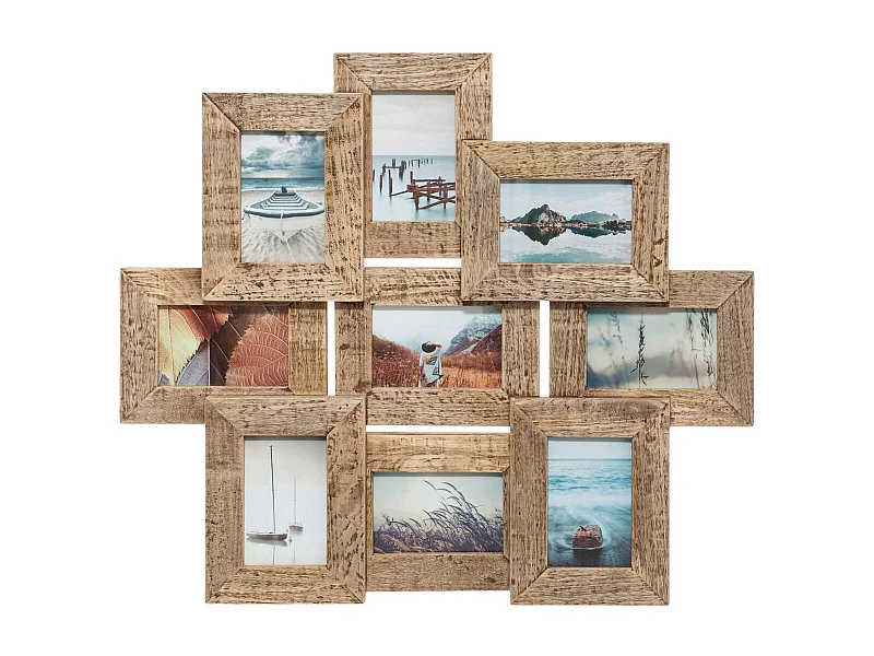 Cadre Pêle-mêle Multivues 9 photos en Bois de Manguier 69 x 60 cm