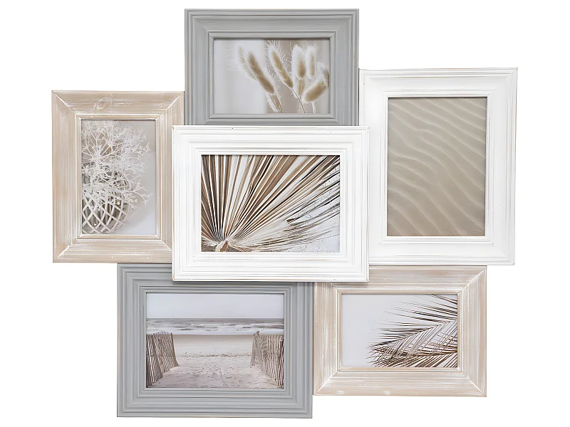 Pêle-mêle Multivues 6 Photos en Bois et Verre 56 x 50 cm