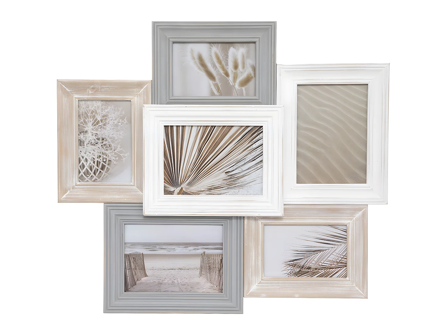 Pêle-mêle Multivues 6 Photos en Bois et Verre 56 x 50 cm