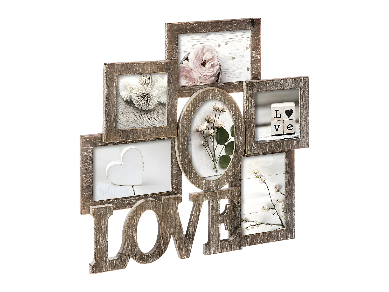 Cadre Pêle-mêle Multivues 6 Photos en bois  42.5 x 40.5 cm