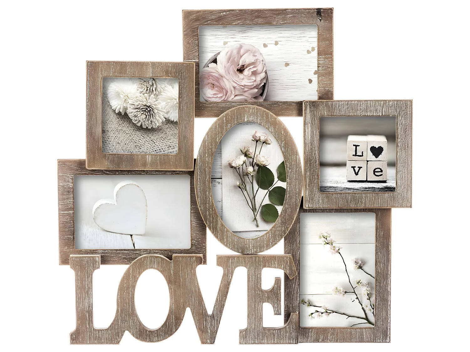 Cadre Pêle-mêle Multivues 6 Photos en bois  42.5 x 40.5 cm