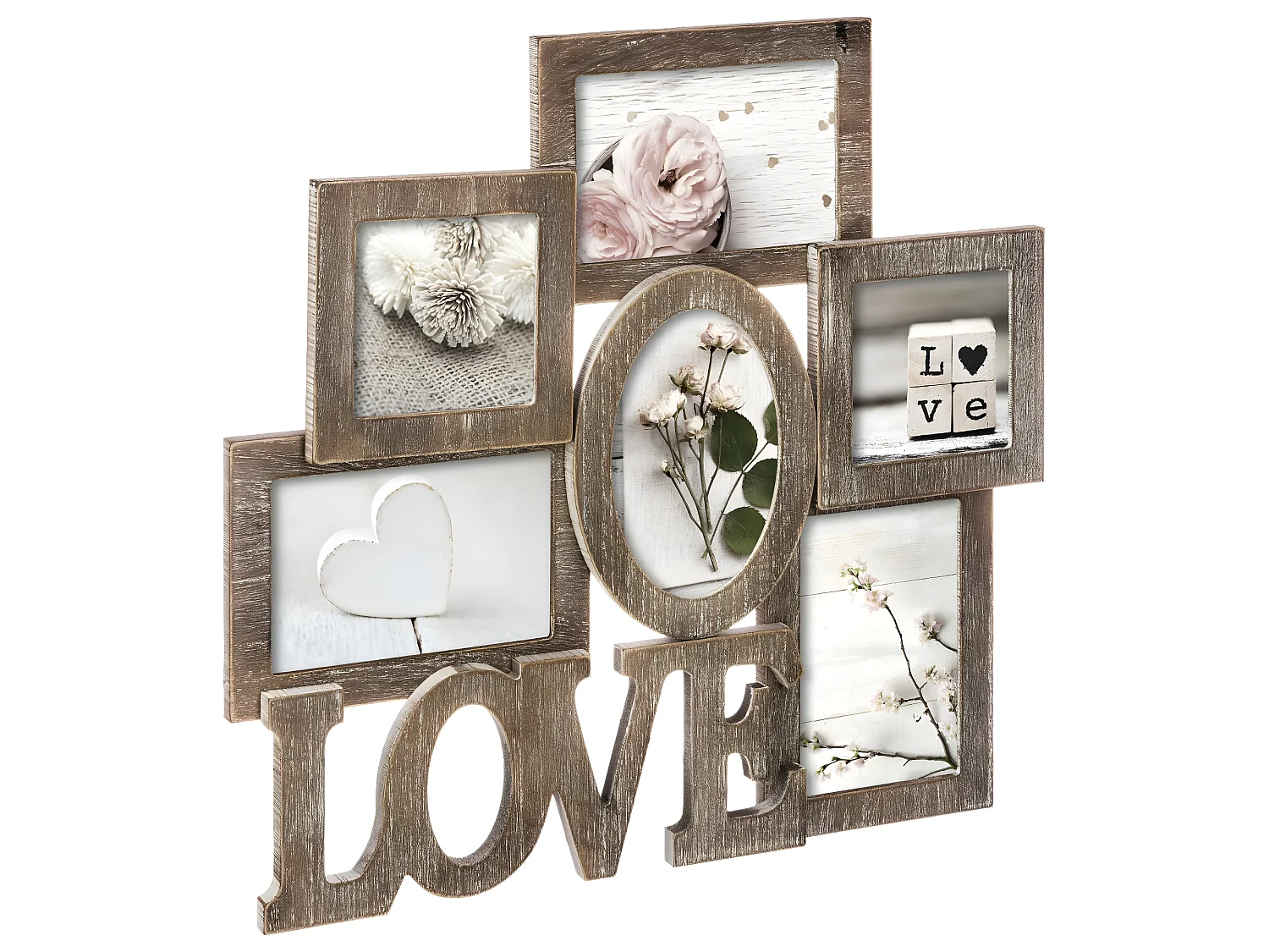 Cadre Pêle-mêle Multivues 6 Photos en bois  42.5 x 40.5 cm