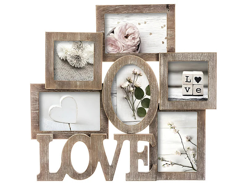 Cadre Pêle-mêle Multivues 6 Photos en bois  42.5 x 40.5 cm