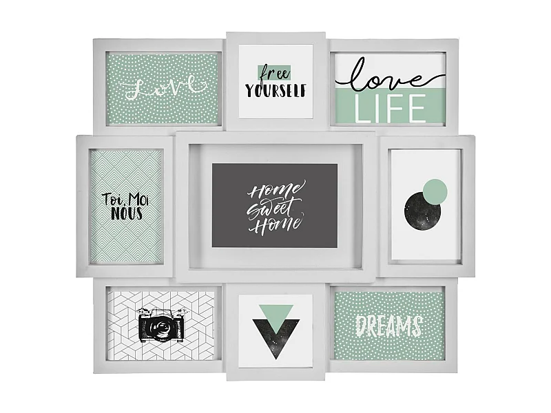 Portafotos de pared Atmosphera 9 marcos blanco 42,5x48,5x3 cm