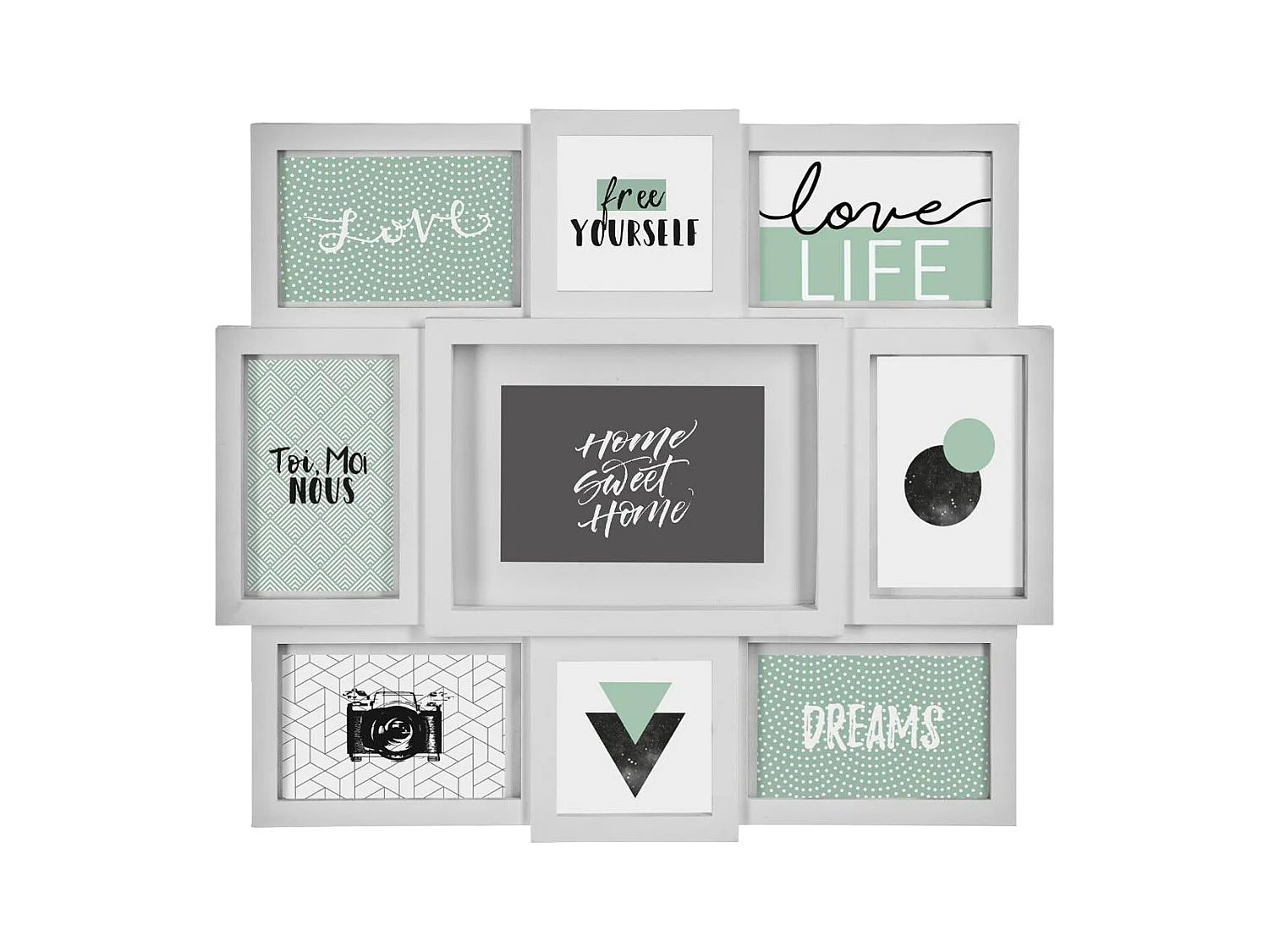 Portafotos de pared Atmosphera 9 marcos blanco 42,5x48,5x3 cm