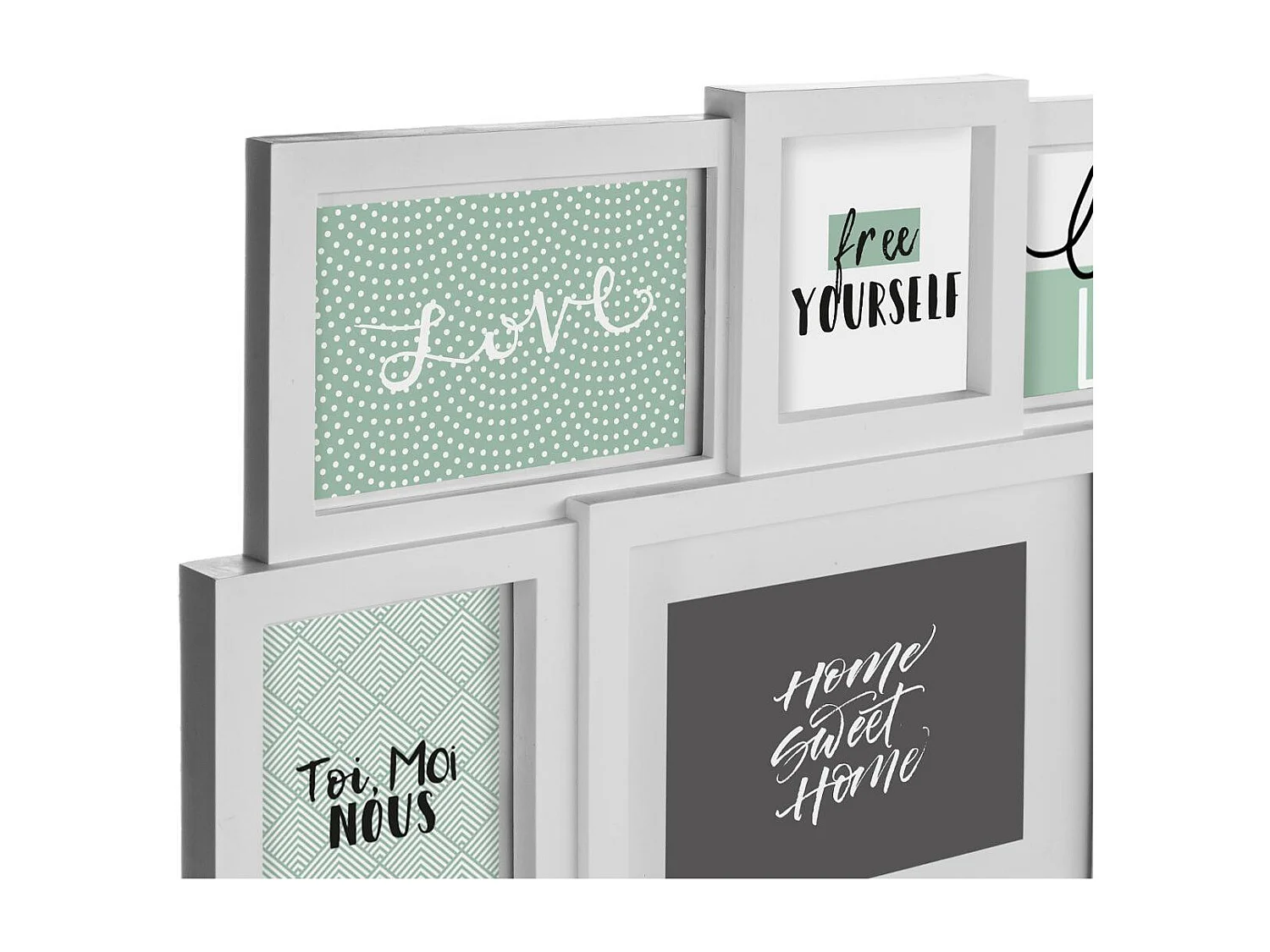 Portafotos de pared Atmosphera 9 marcos blanco 42,5x48,5x3 cm