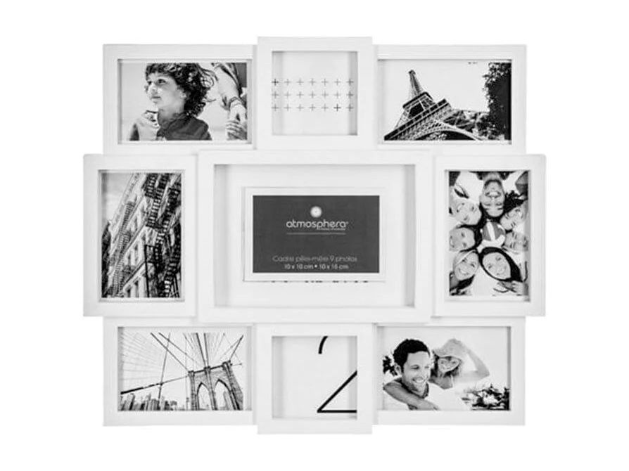 Portafotos de pared Atmosphera 9 marcos blanco 42,5x48,5x3 cm