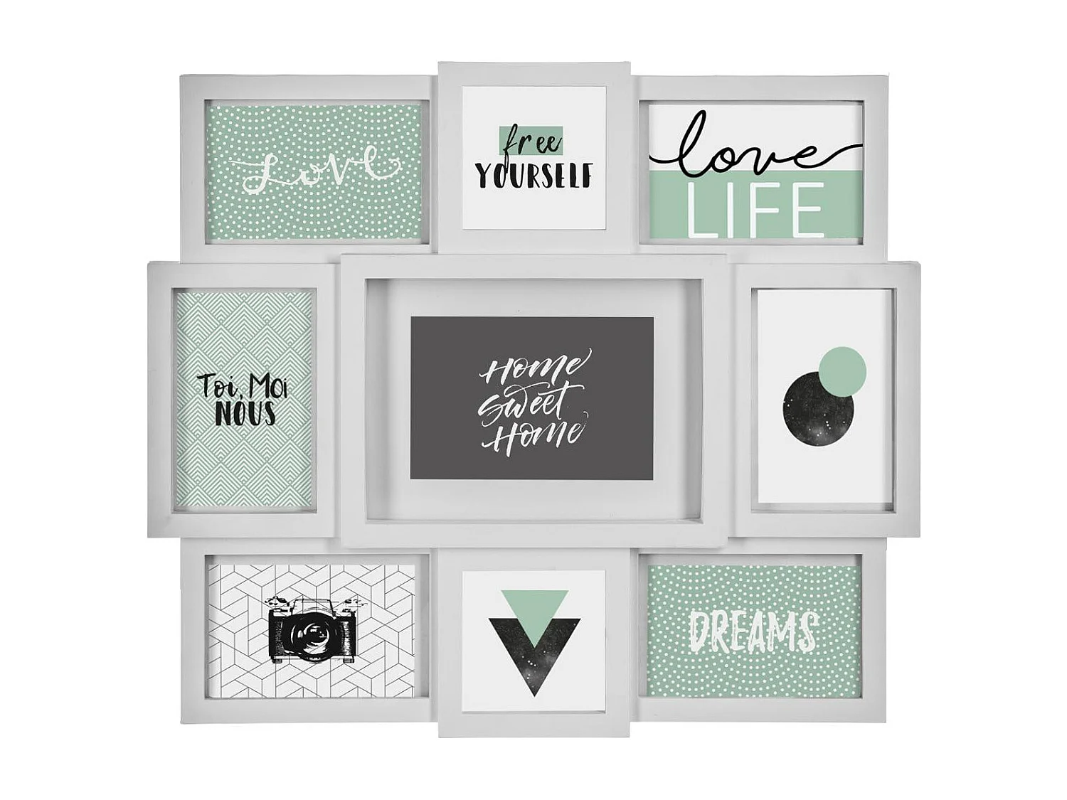 Portafotos de pared Atmosphera 9 marcos blanco 42,5x48,5x3 cm