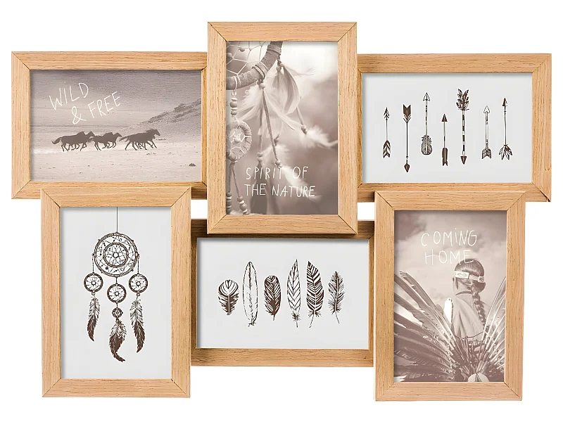 Cadre Pêle-mêle Multivues 6 Photos en bois 41 x 31 cm