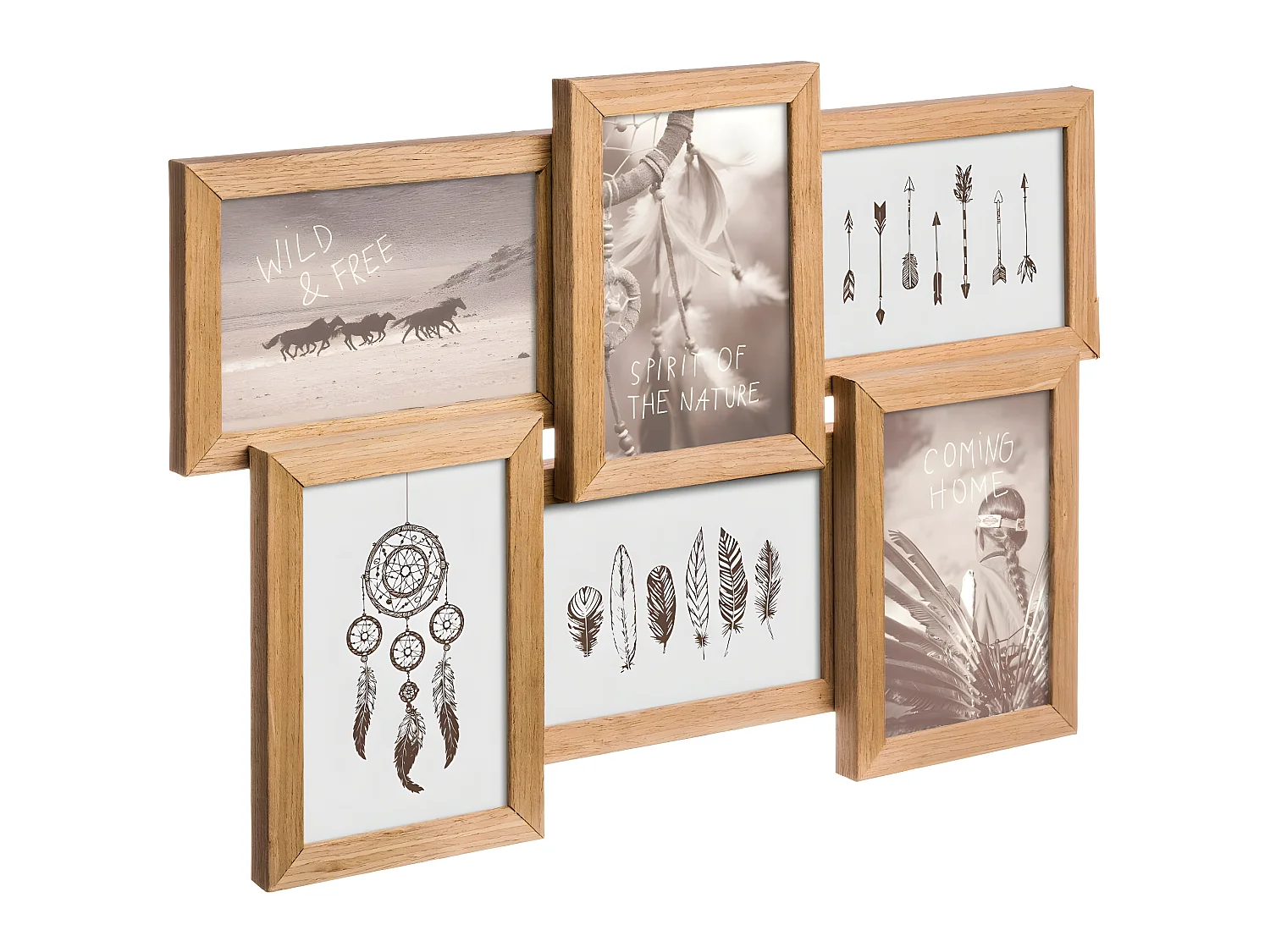 Cadre Pêle-mêle Multivues 6 Photos en bois 41 x 31 cm