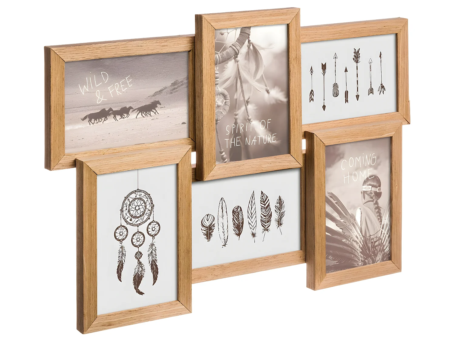 Cadre Pêle-mêle Multivues 6 Photos en bois 41 x 31 cm