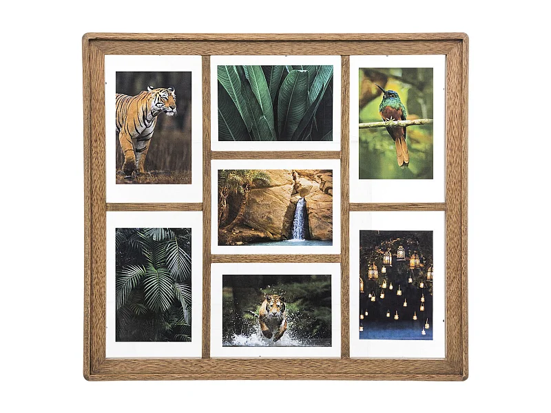 Pêle-mêle Multivues 7 photos en Bois de Manguier et Verre 52.1 x 47.5 cm