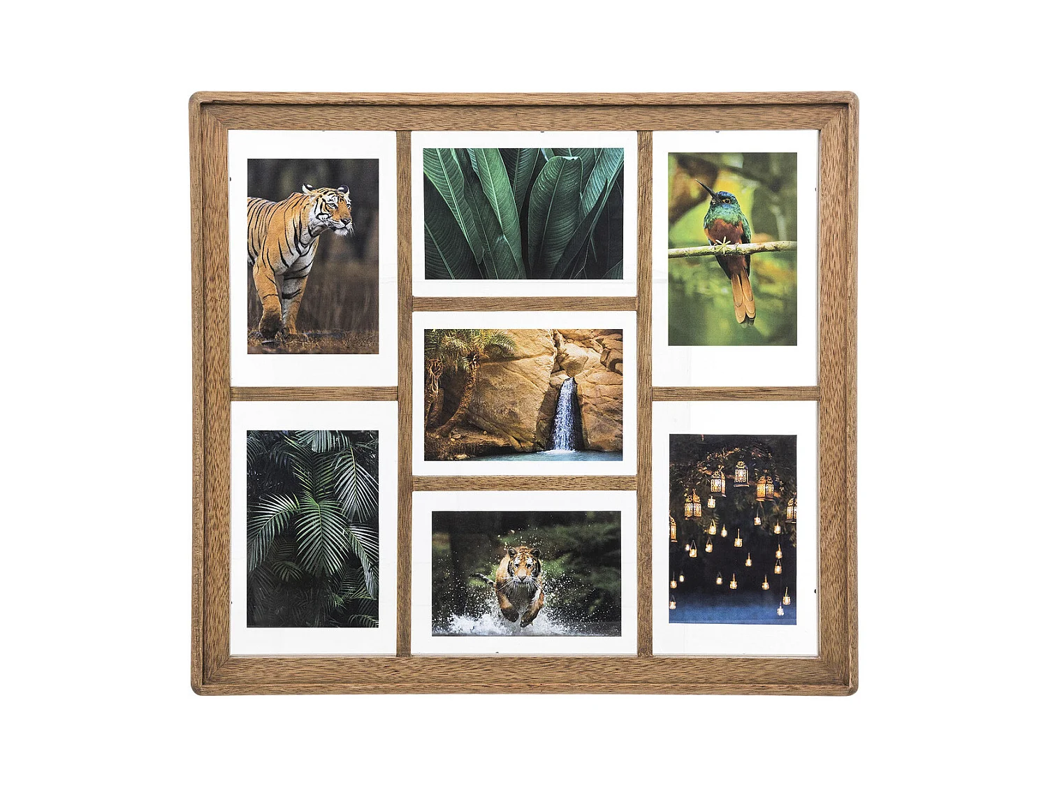 Pêle-mêle Multivues 7 photos en Bois de Manguier et Verre 52.1 x 47.5 cm