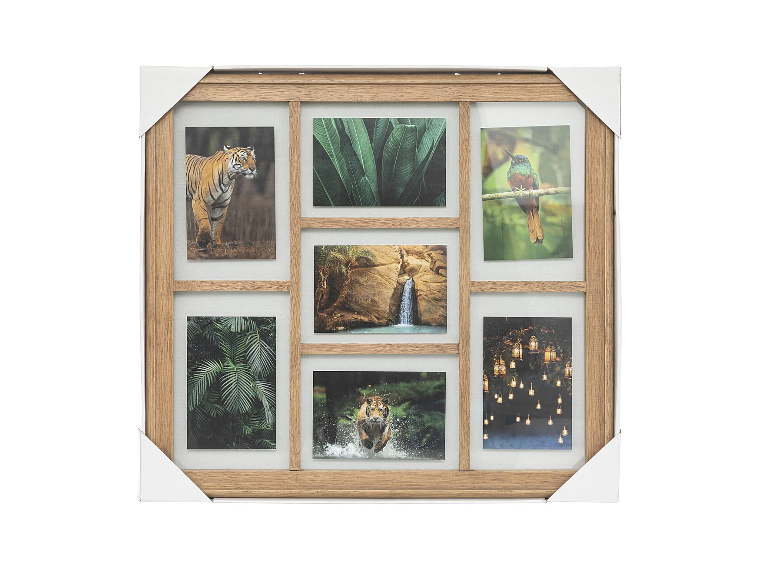 Pêle-mêle Multivues 7 photos en Bois de Manguier et Verre 52.1 x 47.5 cm