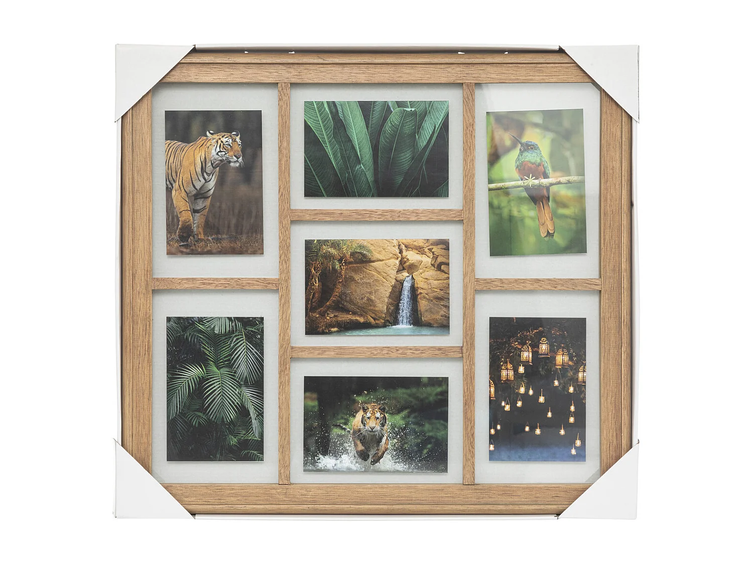 Pêle-mêle Multivues 7 photos en Bois de Manguier et Verre 52.1 x 47.5 cm