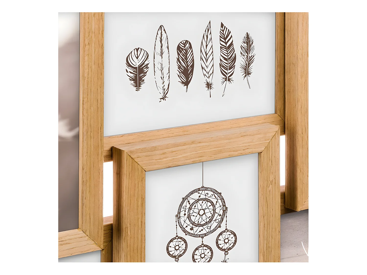 Cadre Pêle-mêle Multivues 8 Photos en bois  58.5 x 29 cm