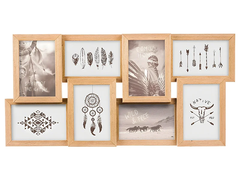 Cadre Pêle-mêle Multivues 8 Photos en bois  58.5 x 29 cm