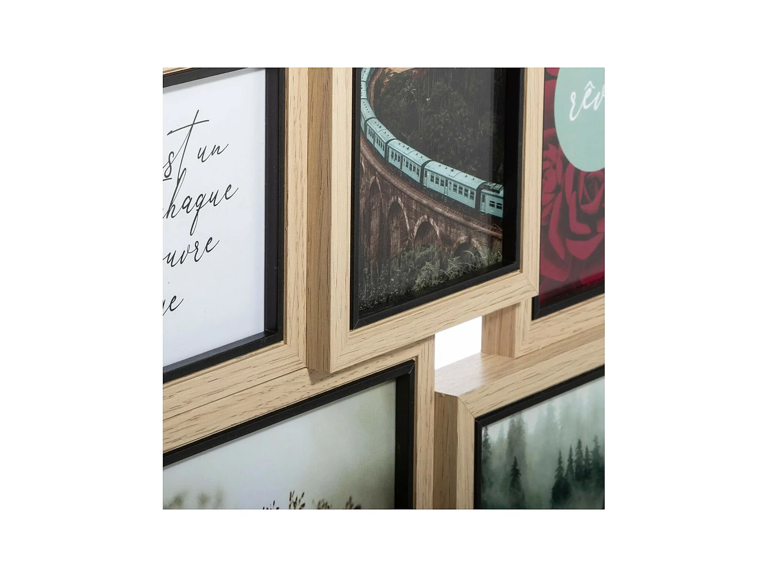 Cadre Pêle-mêle Multivues en Bois et Verre 10 photos 58 x 49 cm