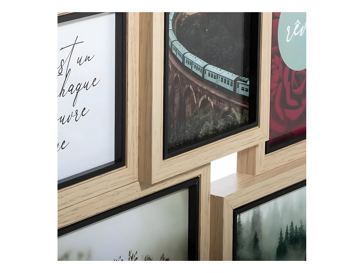 Cadre Pêle-mêle Multivues en Bois et Verre 10 photos 58 x 49 cm