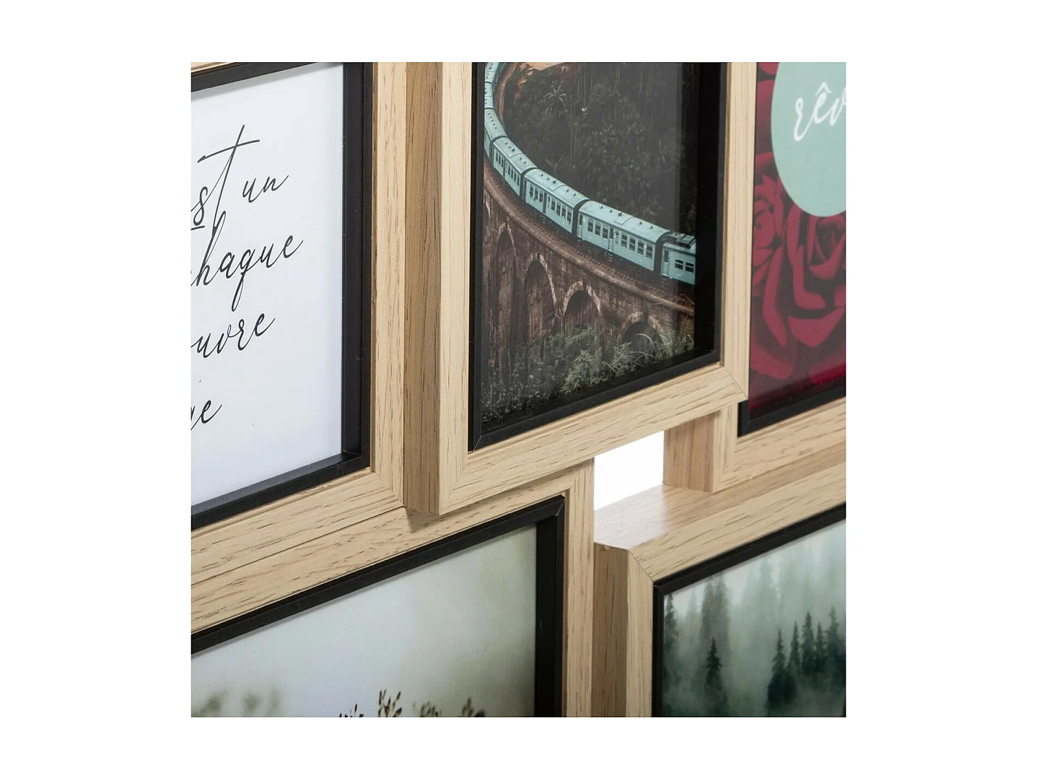 Cadre Pêle-mêle Multivues en Bois et Verre 10 photos 58 x 49 cm