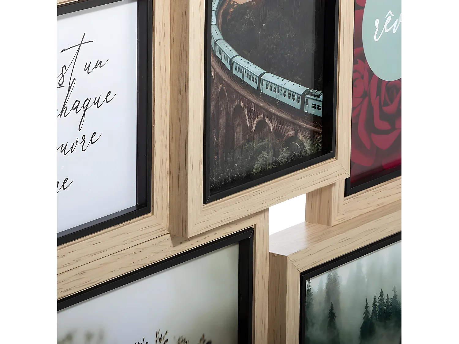 Cadre Pêle-mêle Multivues en Bois et Verre 10 photos 58 x 49 cm